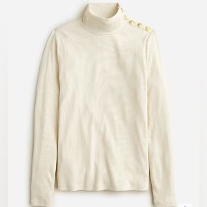 (NEW) - SIZE: SMALL WOMEN’S J.CREW IVORY VINTAGE RIB TURTLENECK WITH BUTTONS